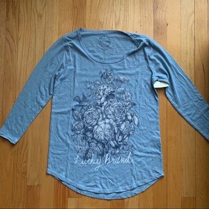NWT Lucky Brand Blue Floral Long Sleeve T// Sz Med